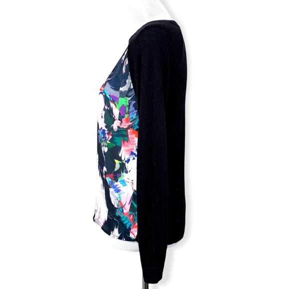 Topshop Mixed Media Black & Multicolor Abstract Print Angora Blend Sweater Top - Picture 6 of 10